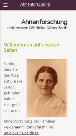 Vorschau der mobilen Webseite www.ahnenforschung-heidemann.de, Heidemann