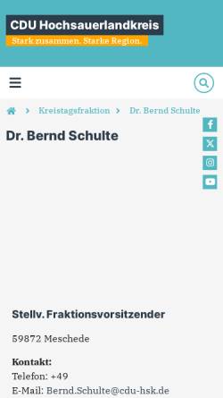 Vorschau der mobilen Webseite www.bernhard-schulte.de, Schulte, Bernhard