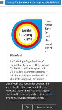Vorschau der mobilen Webseite www.shk-bielefeld.de, Innung für Sanitär- und Heizungstechnik
