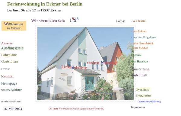 Vorschau von www.koch-erkner.de, Ferienwohnung in Erkner bei Berlin