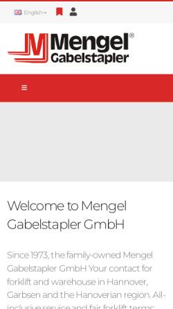 Vorschau der mobilen Webseite www.mengel-gabelstapler.de, Mengel Gabelstapler GmbH