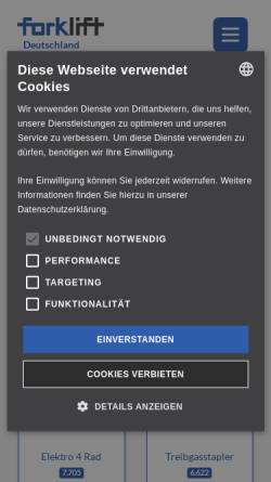 Vorschau der mobilen Webseite www.forklift.de, Motus GmbH - Gebrauchtstaplerportal