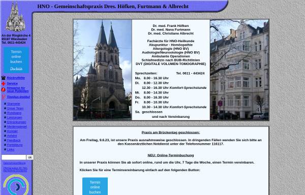 Vorschau von www.hno-ringkirche.de, Hettler, Höfken und Furtmann, Dres., HNO-Gemeinschaftspraxis