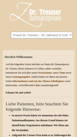 Vorschau der mobilen Webseite www.drtreuner.de, Zahnärztin Dr. Annette Treuner