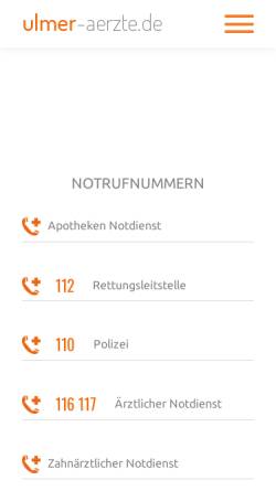 Vorschau der mobilen Webseite www.ulmer-aerzte.de, Ärztetafel mit weiterem Gesundheitswesen