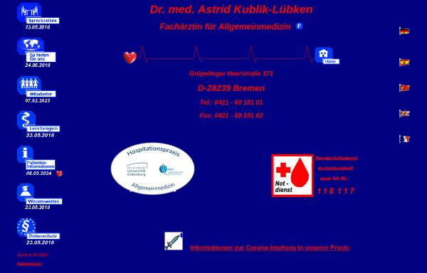 Vorschau von www.dr-kublik-luebken.de, Dr. med. Kublik-Lübken