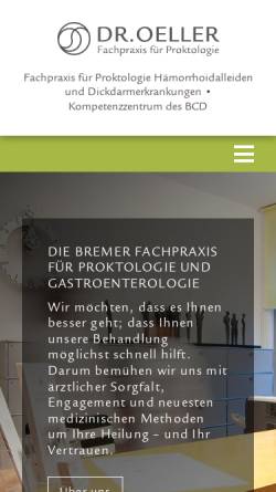 Vorschau der mobilen Webseite droeller.de, Fachpraxis für Proktologie - Dr. med. Andreas Oeller