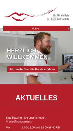 Vorschau der mobilen Webseite www.betz-es.de, Zahnarztpraxis Dres. Betz