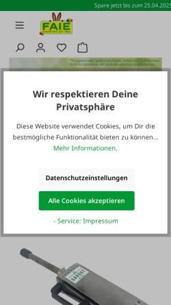 Vorschau der mobilen Webseite www.faie.at, Faie Handelsgesellschaft mbH