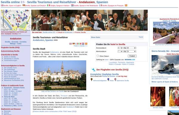 Vorschau von www.sevillaonline.es, Tourismus- und Reiseführer für Sevilla