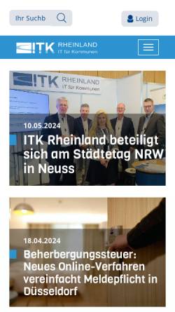 Vorschau der mobilen Webseite www.itk-rheinland.de, ITK Rheinland - Kommunaler Zweckverband IT-Kooperation Rheinland