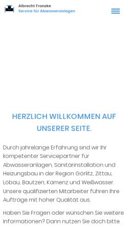 Vorschau der mobilen Webseite www.abwasser-franzke.de, Abwasser Franzke