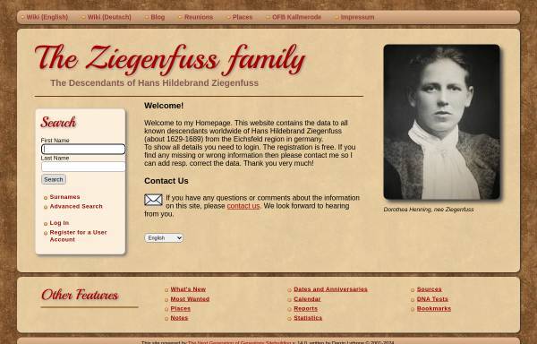 Vorschau von www.ziegenfuss-genealogy.de, Ziegenfuß