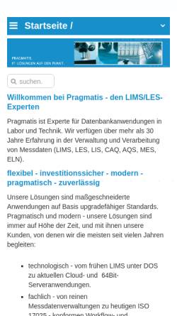 Vorschau der mobilen Webseite www.pragmatis.de, LIMS by Pragmatis