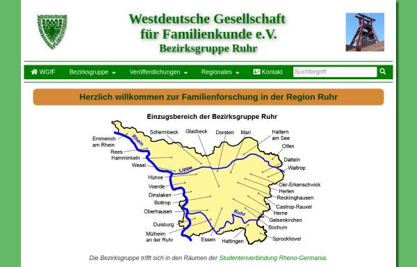 Vorschau von www.wgff.net, Westdeutsche Gesellschaft für Familienkunde e.V. (WGfF), Bezirksgruppe Duisburg