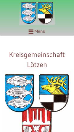 Vorschau der mobilen Webseite www.xn--ltzen-jua.de, Präsentation der Kreisgemeinschaft Lötzen und genealogische Sammlung