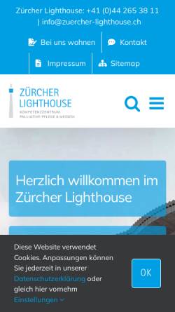 Vorschau der mobilen Webseite www.zuercher-lighthouse.ch, Hospiz Zürcher Lighthouse