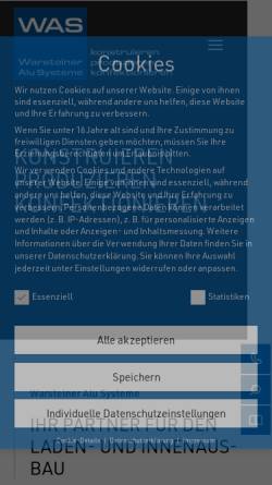 Vorschau der mobilen Webseite www.warsteiner-alu.com, Warsteiner Alu Systeme GmbH
