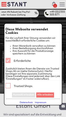 Vorschau der mobilen Webseite www.estant.de, Estant GmbH