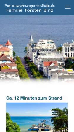 Vorschau der mobilen Webseite ferienwohnungen-in-sellin.de, Ferienwohnungen in Sellin
