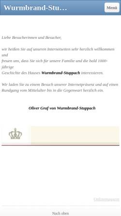 Vorschau der mobilen Webseite www.von-wurmbrand-stuppach.com, Fürstliches Haus von Wurmbrand-Stuppach