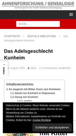 Vorschau der mobilen Webseite www.rambow.de, Kunheim / Künheim