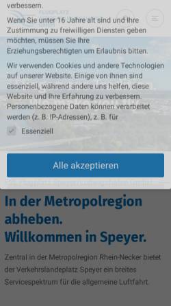 Vorschau der mobilen Webseite www.flugplatz-speyer.de, Flugplatz Speyer