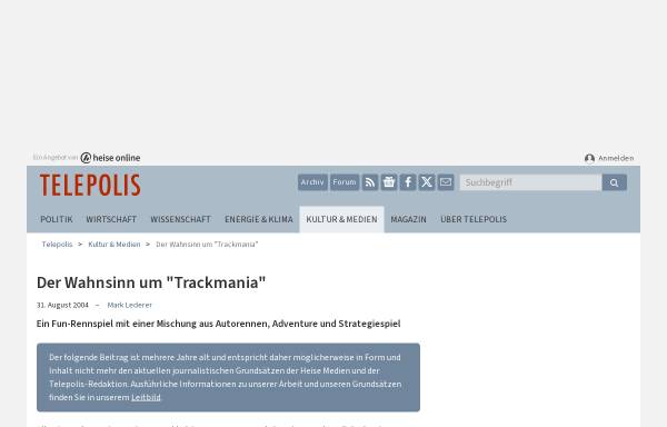 Vorschau von www.heise.de, Der Wahnsinn um Trackmania