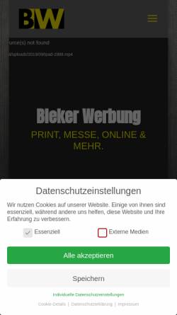 Vorschau der mobilen Webseite www.bleker.de, Bleker Werbung - Inh. Jürgen Bleker