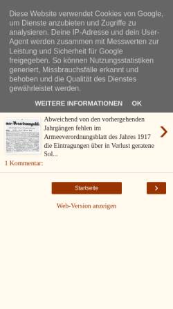 Vorschau der mobilen Webseite verlustlisten.blogspot.com, Deutsche Verlustliste des 1. Weltkrieges