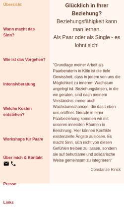 Vorschau der mobilen Webseite www.paarberatungkoeln.de, Constanze Rinck, Paarberatung