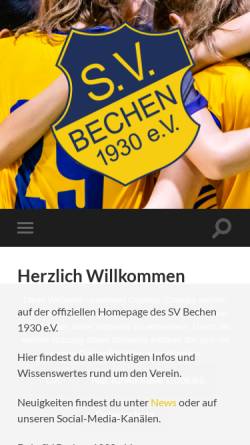 Vorschau der mobilen Webseite sv-bechen.de, Sport beim SV Bechen 1930 e.V.