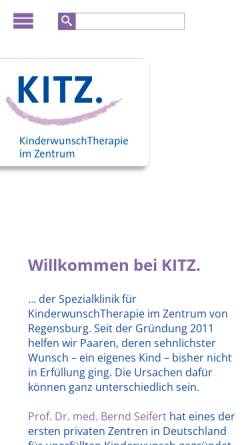 Vorschau der mobilen Webseite www.kitz-regensburg.de, KITZ. KinderwunschTherapie im Zentrum