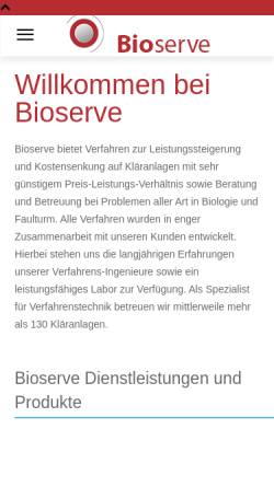 Vorschau der mobilen Webseite www.bioserve-gmbh.de, Bioserve GmbH