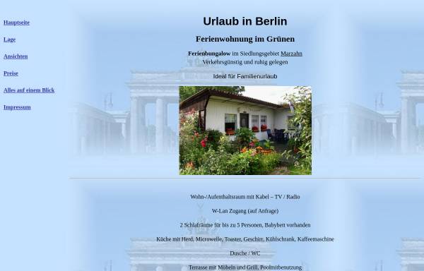 Vorschau von www.city-urlaub.de, Ferienbungalow im Siedlungsgebiet Marzahn - Carla Thonfeld