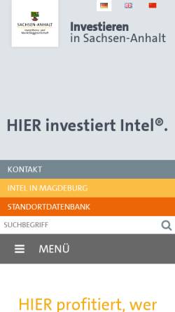 Vorschau der mobilen Webseite www.investieren-in-sachsen-anhalt.de, IMG Investitions- und Marketinggesellschaft Sachsen-Anhalt mbH