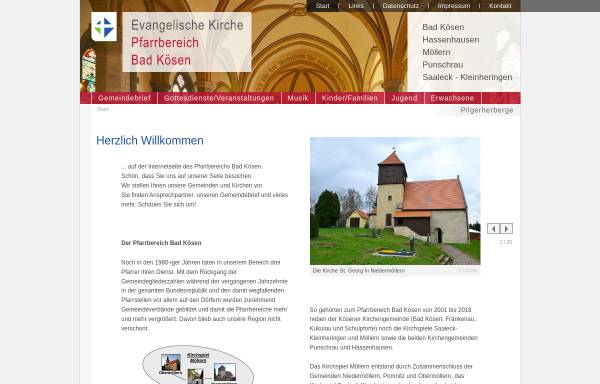 Vorschau von www.pfarrbereich-badkoesen.de, Evangelischer Pfarrbereich Bad Kösen