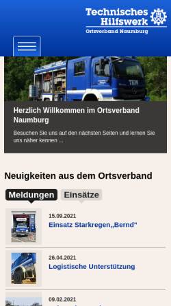 Vorschau der mobilen Webseite www.ov-naumburg.thw.de, Technisches Hilfswerk Ortsverband Naumburg