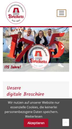 Vorschau der mobilen Webseite www.baeckereiborchers.de, Bäckerei Borchers - Inh. Klaus Borchers