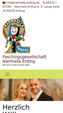 Vorschau der mobilen Webseite www.narrhalla-erding.de, Faschingsgesellschaft der Narrhalla Erding. e.V.