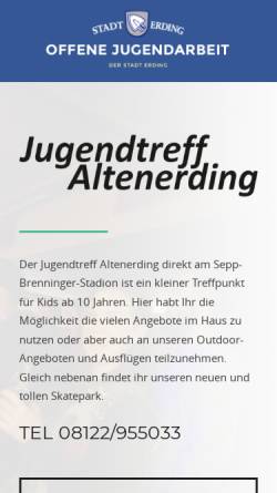 Vorschau der mobilen Webseite www.jugendzentrum-erding.de, Jugendzentren