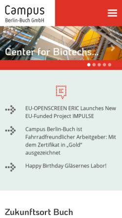 Vorschau der mobilen Webseite www.campusberlinbuch.de, BBB Management GmbH Campus Berlin-Buch