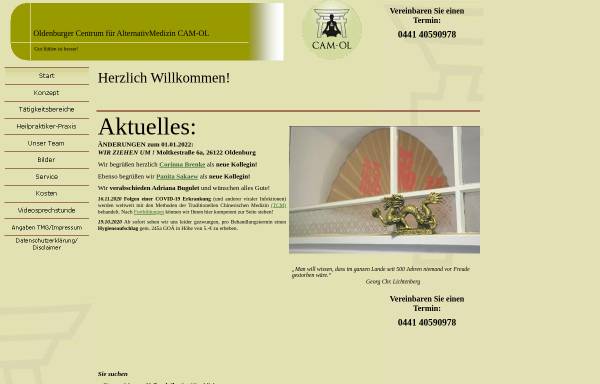 Vorschau von www.cam-ol.de, Oldenburger Centrum für AlternativMedizin CAM-OL