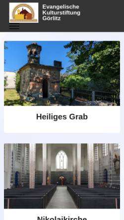 Vorschau der mobilen Webseite www.evkulturstiftunggr.de, Heiliges Grab Görlitz