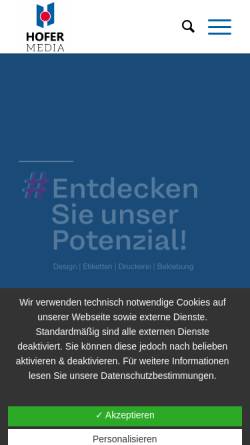 Vorschau der mobilen Webseite hofermedia.at, Druck Hofer GmbH