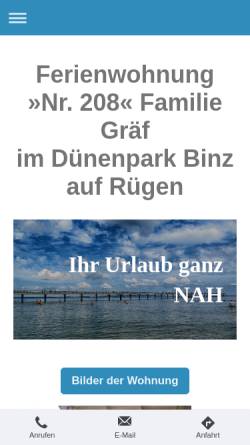 Vorschau der mobilen Webseite www.duenenpark-ruegen.de, Ferienwohnung Familie Hellgardt