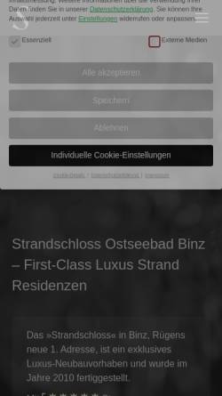 Vorschau der mobilen Webseite www.strandschloss-binz.com, Ferienwohnungen Strandschloss; Inh.: Uhlendorf Ferienservice
