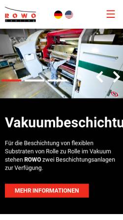 Vorschau der mobilen Webseite www.rowo-coating.de, ROWO Coating Gesellschaft für Beschichtung mbH