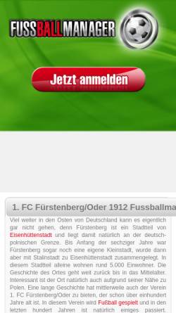 Vorschau der mobilen Webseite www.fcfuerstenberg.de, 1. FC Fürstenberg/Oder 1912 e.V.