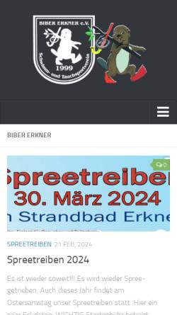 Vorschau der mobilen Webseite biber-erkner.de, Schwimm- und Tauchverein „Biber Erkner“ e.V.